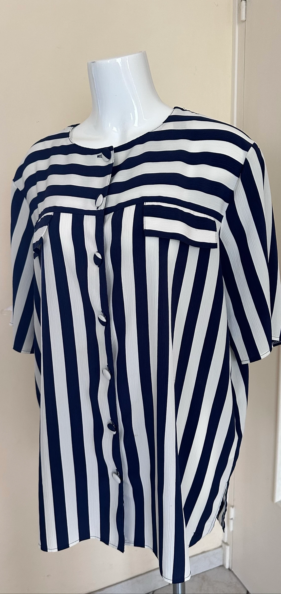 Canda marineblauw & wit gestreept overhemd – Maat 46 – Impeccabele staat – photo 8